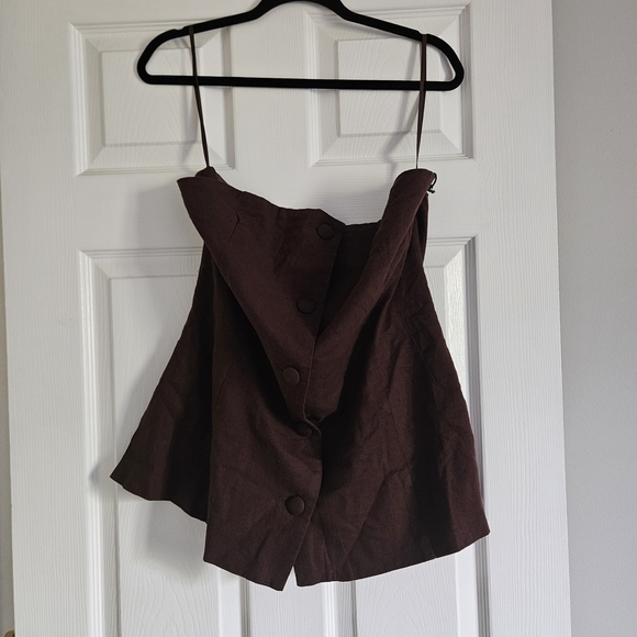 Bailey 44 Espresso Button Down Strapless Top - Picture 1 of 7